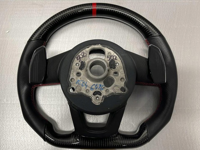 Audi A5 9F (2015–2019) Steering Wheel with Paddle Shifters Carbon Leather with Red Accents